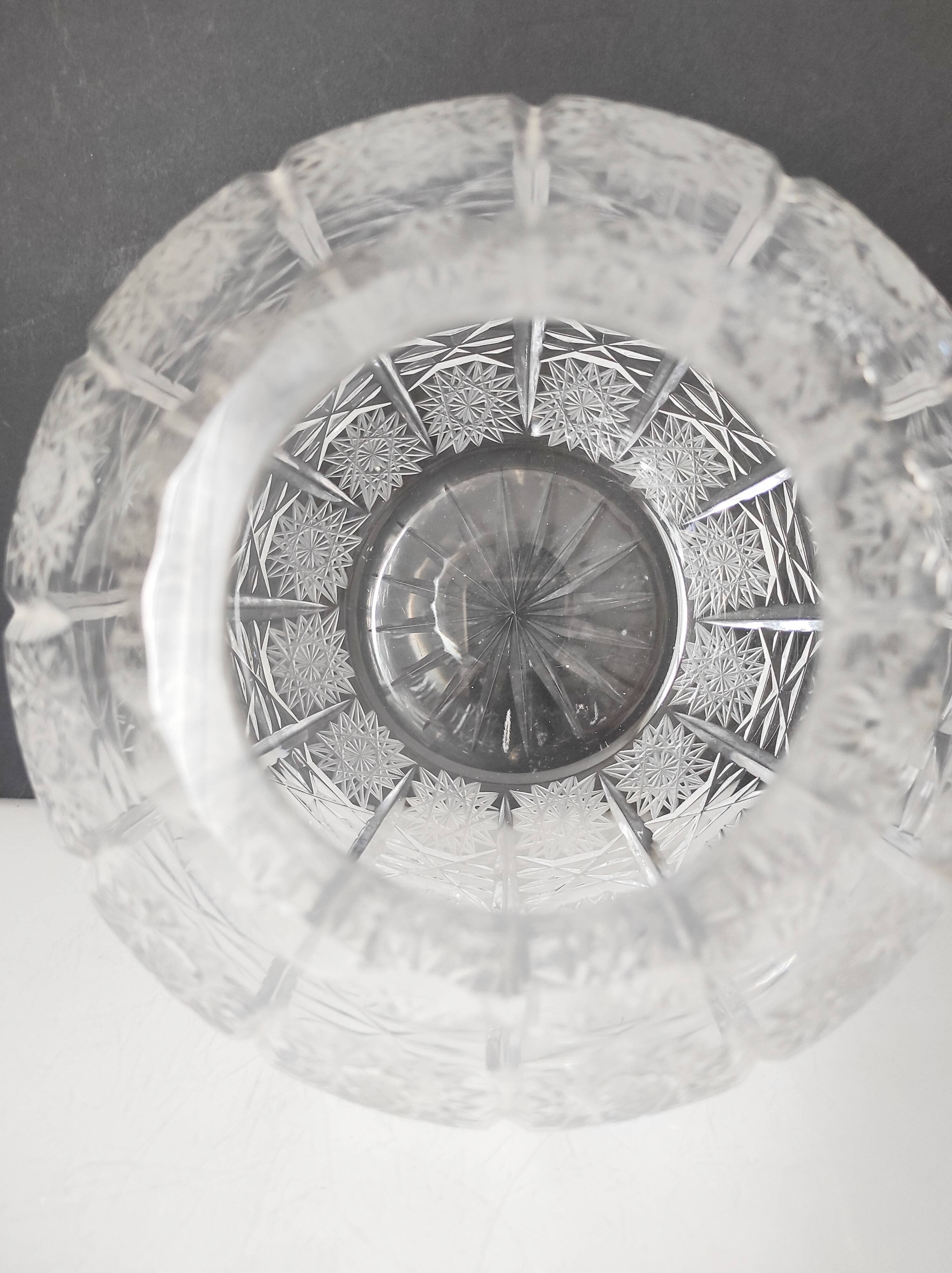 Cut crystal ball vase