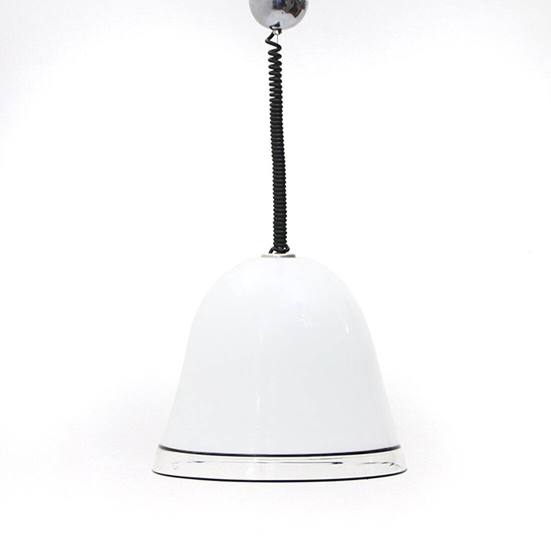 White glass ceiling light with black edges, 1970s.