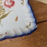 Set of 2 old square Charolles plates with flower pattern