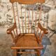 Vintage French Beech Rocking Chair – Mid-20th Century Windsor Style