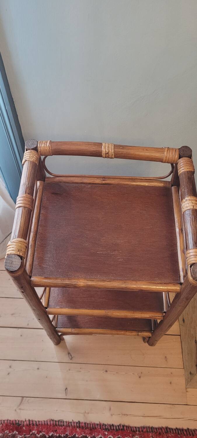70's rattan shelf