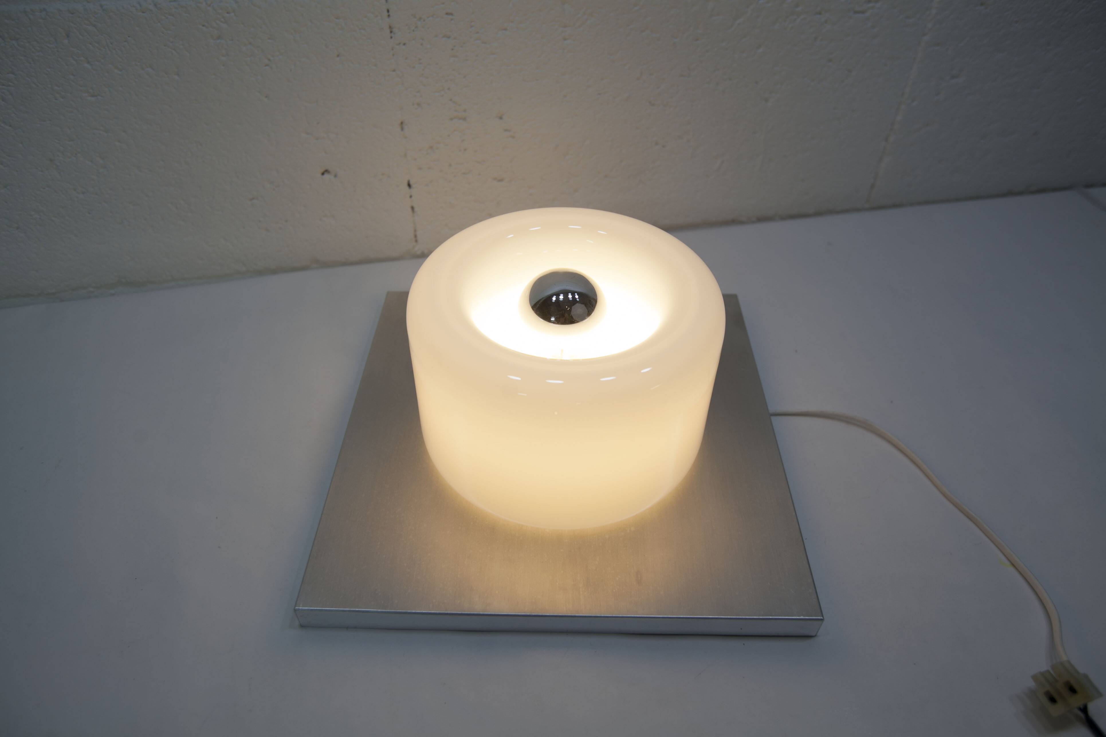 Ceiling light Doria Leuchten 1960, Germany, Alu Opaline + bulb