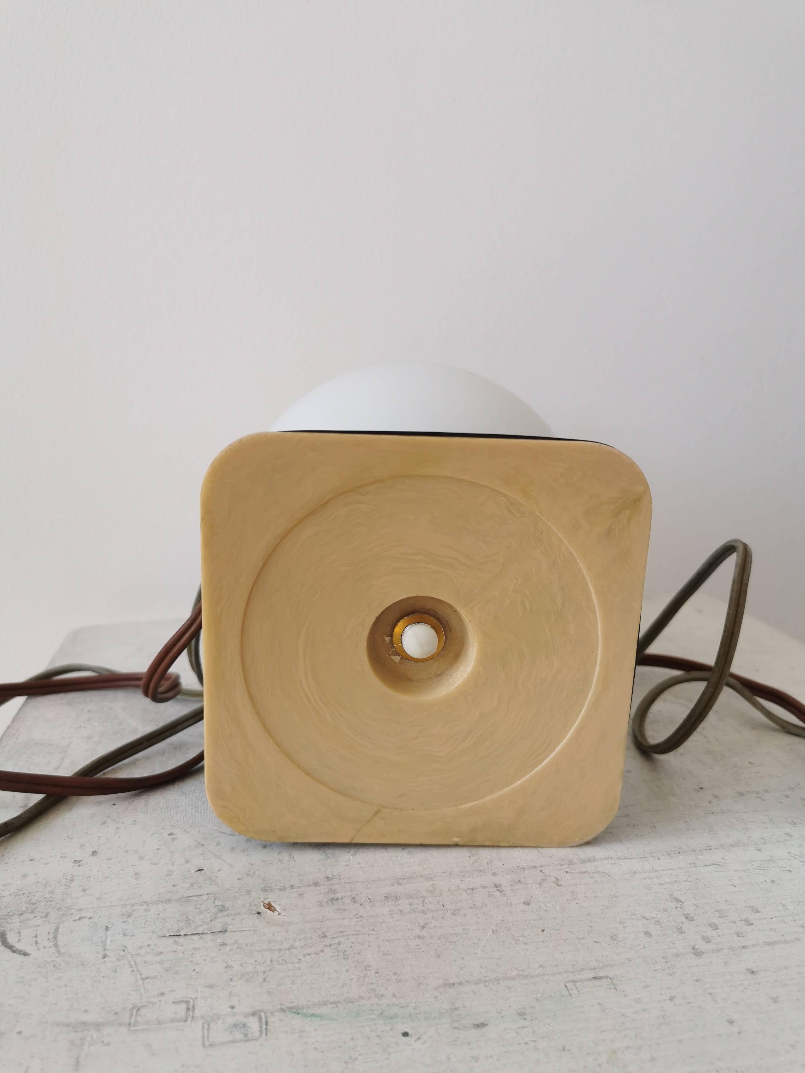 Mid Century Opaline Glass Table Lamp: Retro Bedside Lighting, 1960s Yugosla