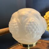 Vintage globe table lamp in art deco pressed frosted glass - circa 20