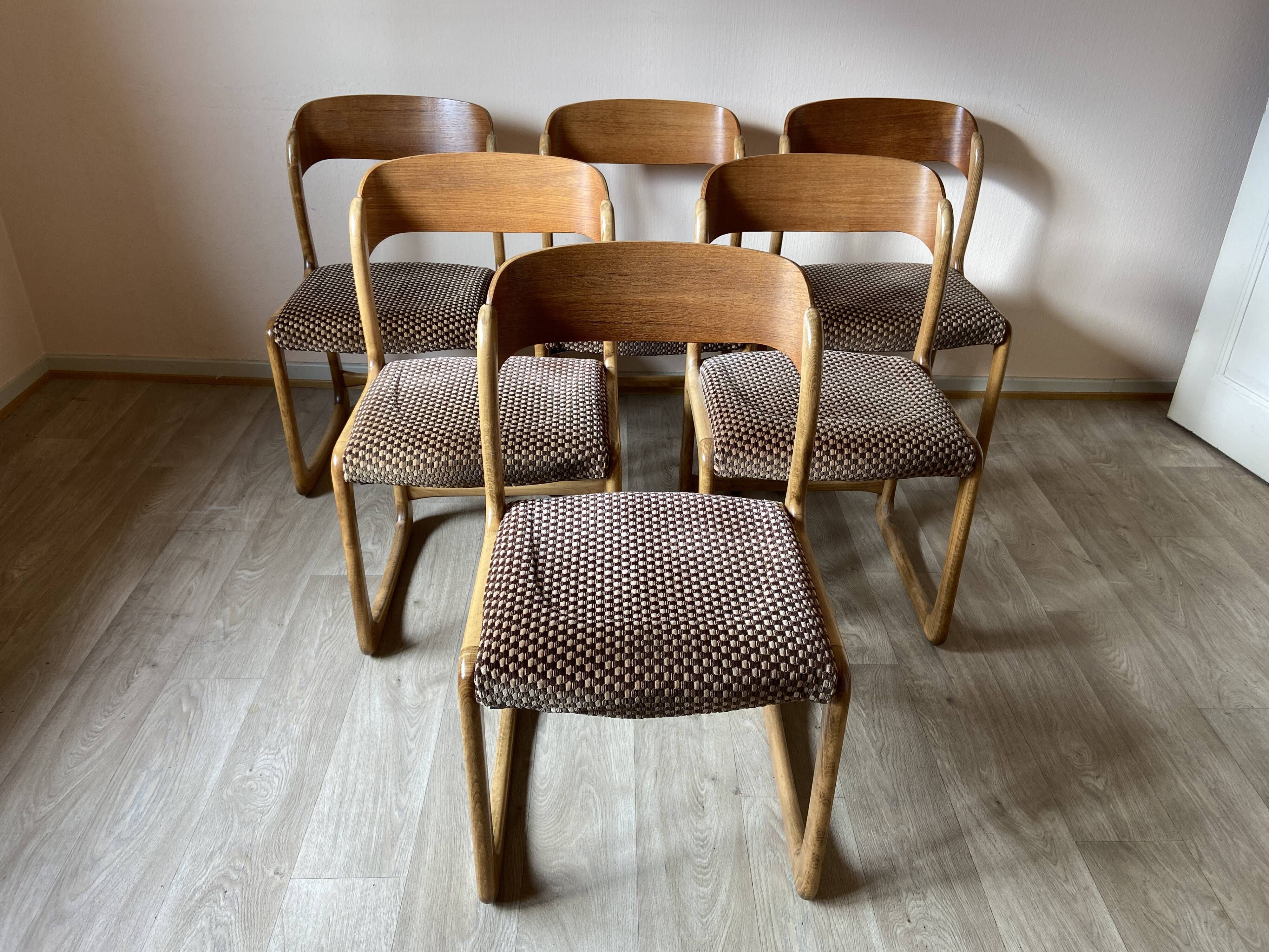 Set of 6 baumann chairs model sled sled circa 1960