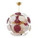 Murano Glass and Brass Sputnik Chandelier Cherry Red, White and Champagne