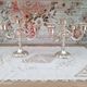 Set of 2 5-branched candlesticks in silver metal Versilbert 1950s