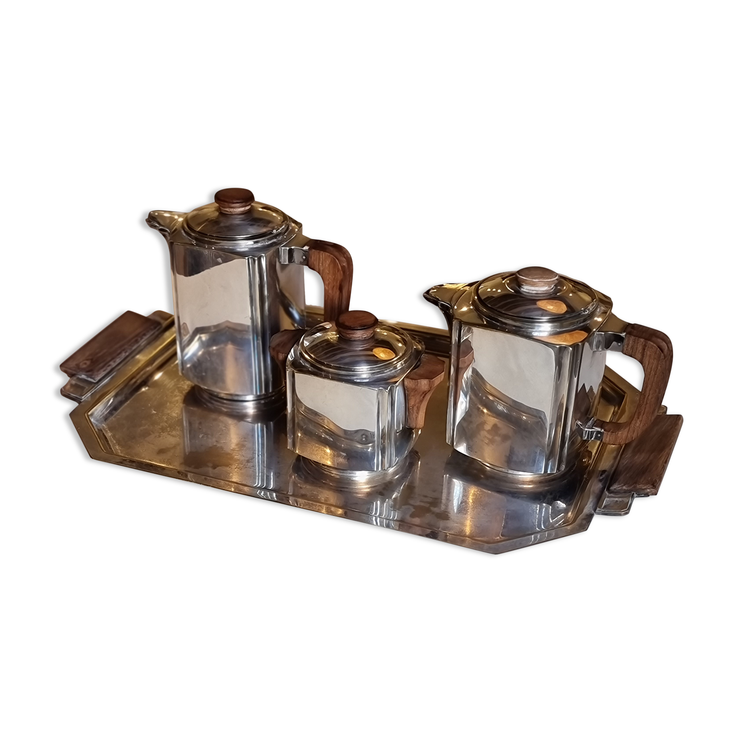 Tea set in silver metal 30s