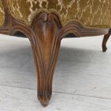 1950s, Danish relax chair, furniture velour, carved ash wood.