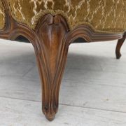 1950s, Danish relax chair, furniture velour, carved ash wood.
