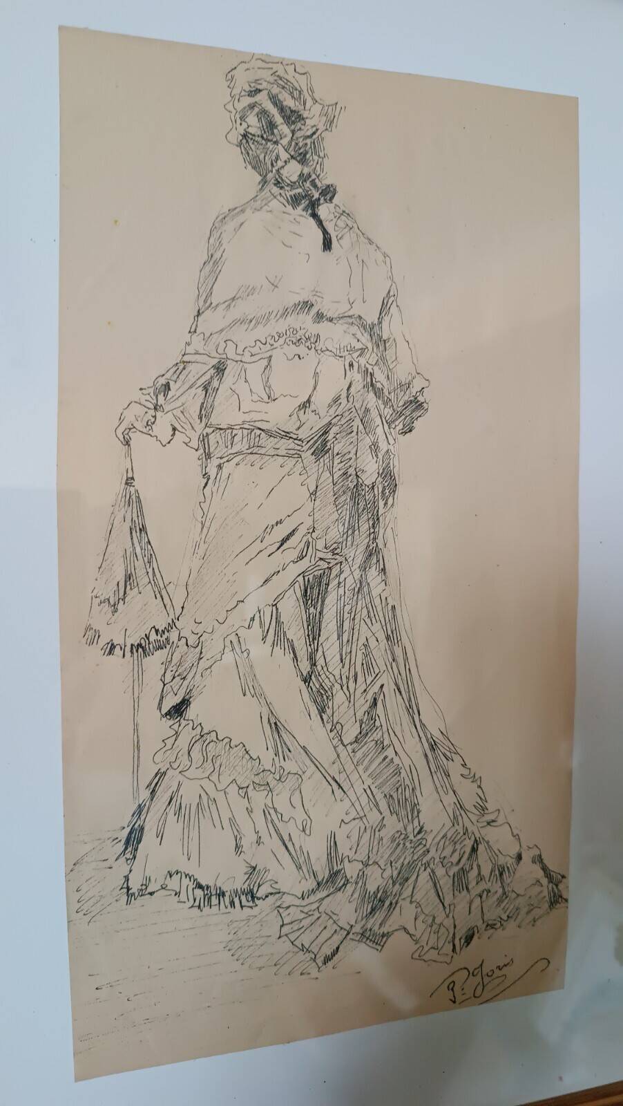 Ink painting on paper Pio Joris (Rome, June 8, 1843 – Rome, March 6, 1921)