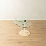 Sculptural side table from the 1980s with swiveling glass plates and a solid marble base