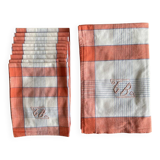 Nappe et ses 8 serviettes écossaise monogrammées  GB - 150x140 - coton