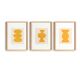 Set de 3 peintures abstraites jaune signée Eawy