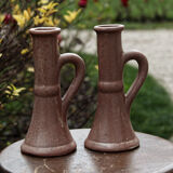 Pair of vases in reeds with handles