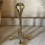 Vintage solid brass brutalist candle holder