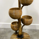 Support à plantes italien en bambou à plusieurs niveaux des années 1960, avec cinq coupes sculpturales.