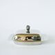 Pocket tray / butter dish in silver metal and glass, early 20th century