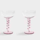 Paire de coupes de champagne en spirale en rose
