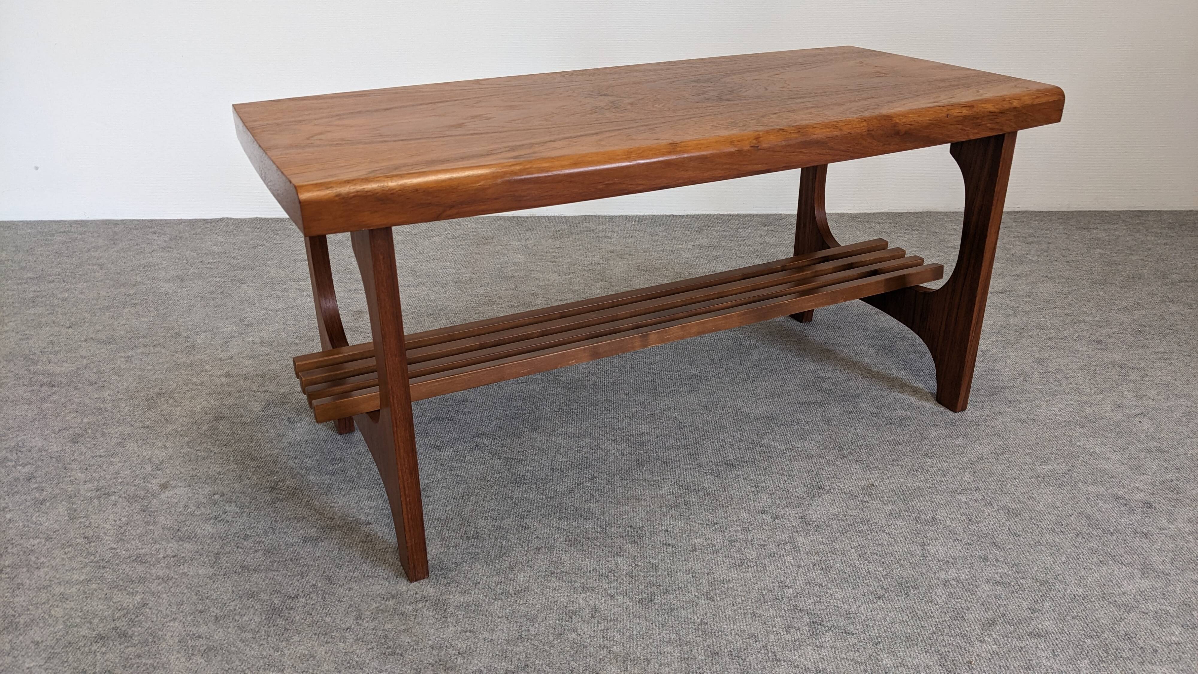 Scandinavian teak coffee table with magazine rack, Sweden circa 1960.
