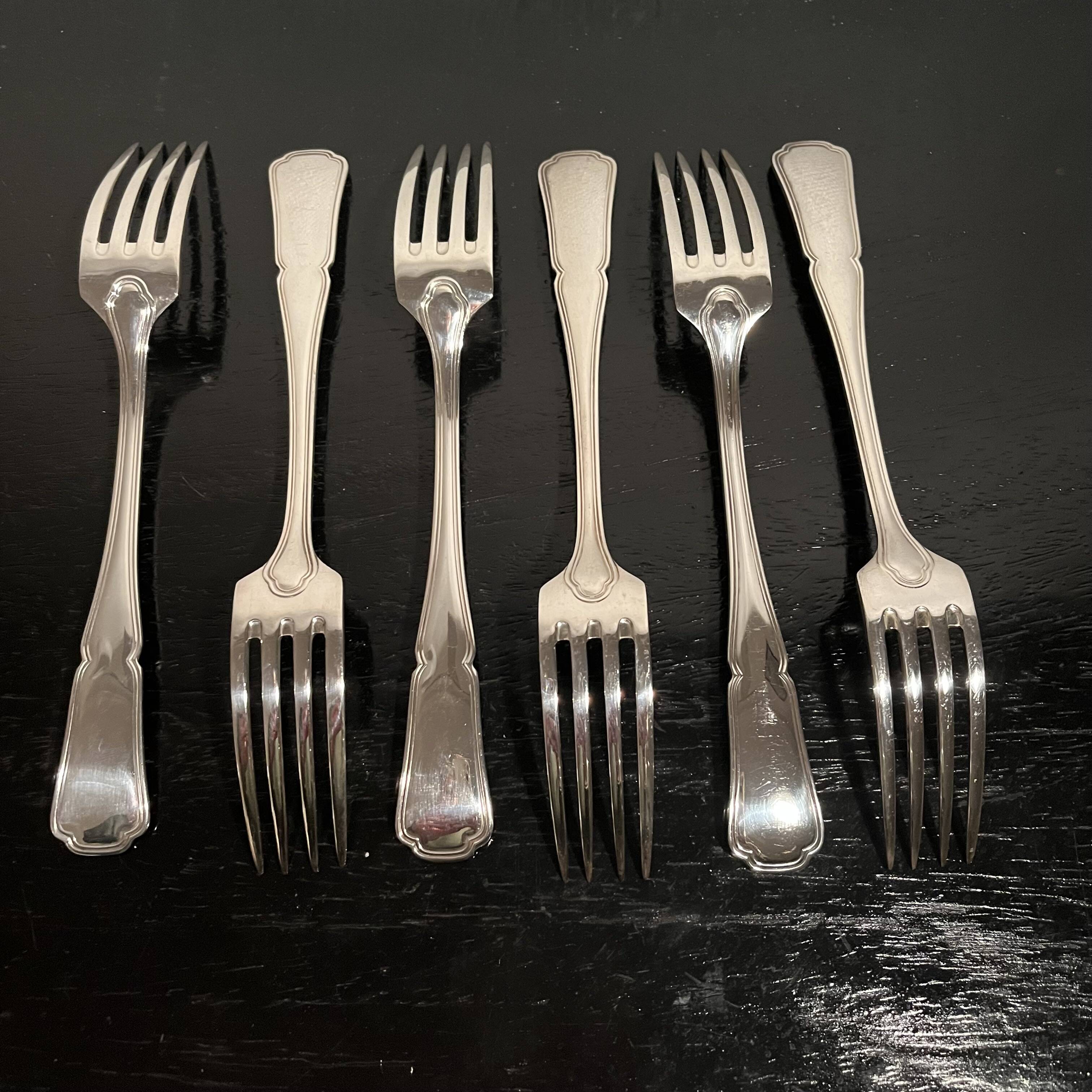 Silver-plated metal forks