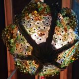 Pair of murano bronze and glass chandeliers