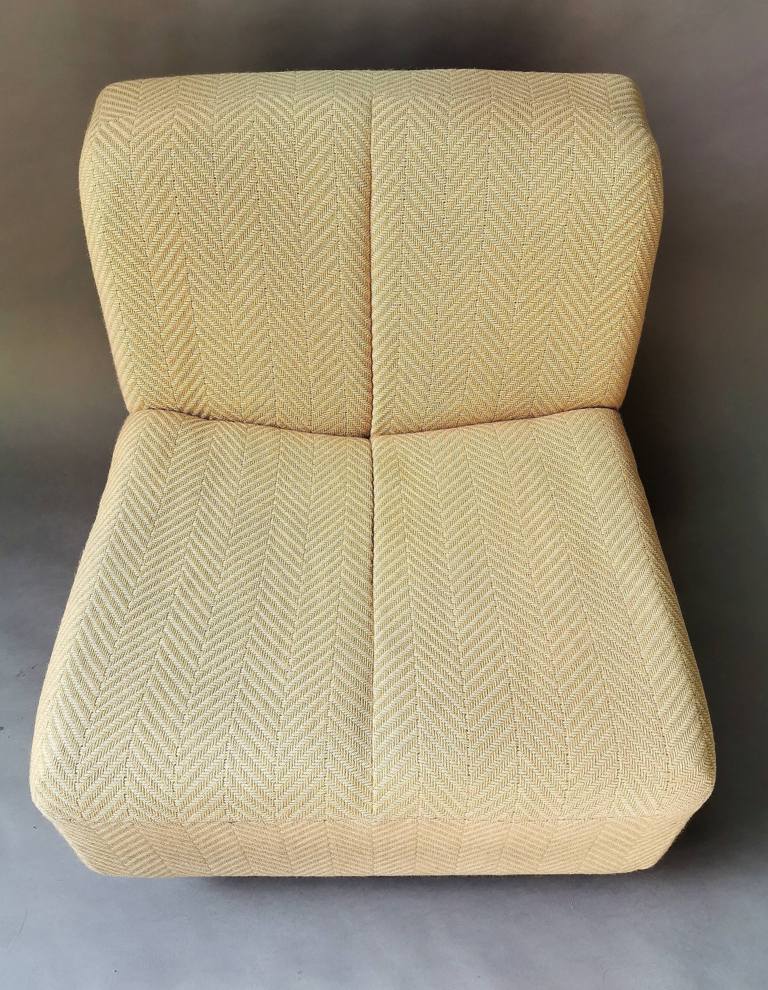 Beige low chair 70s-80s
