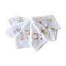 Set de 6 mouchoirs de poche en coton blanc brodés de jolies fleurs, fait main, vintage