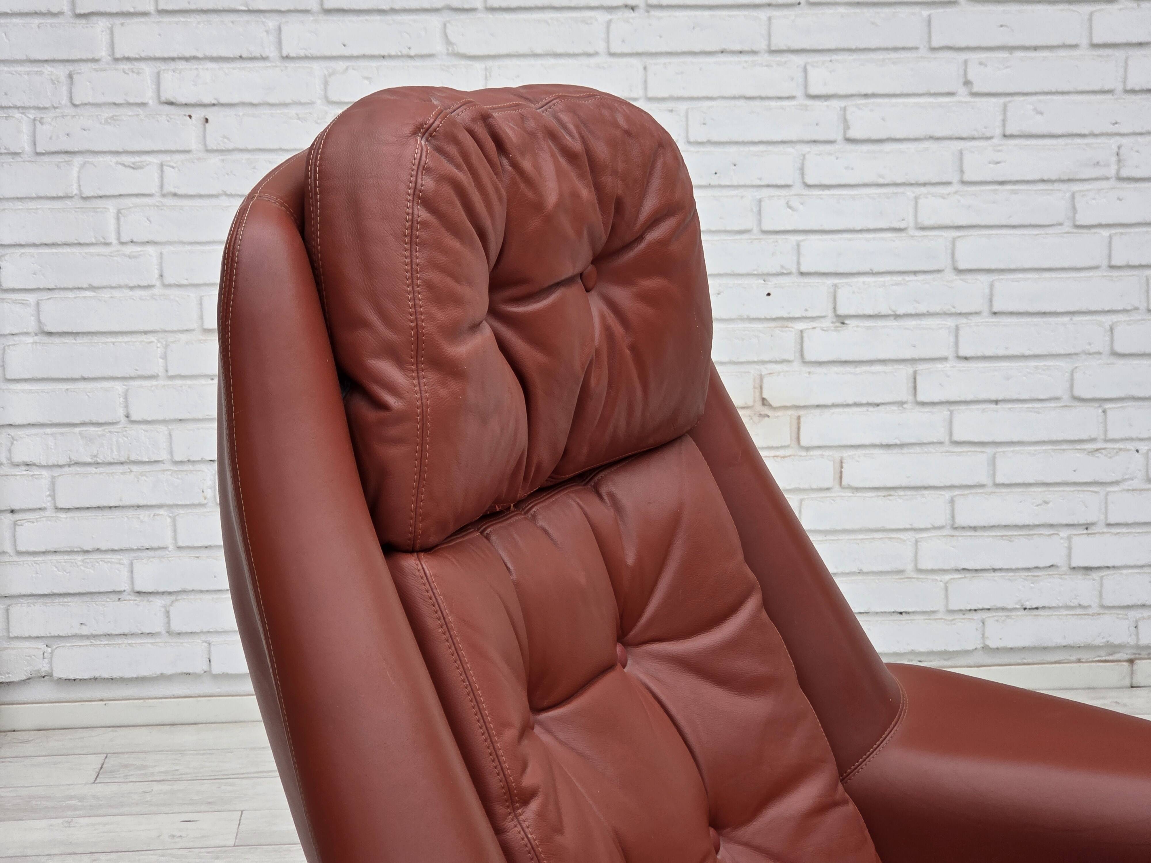 1970s, Danish design by H.W.Klein, swivel armchair, furniture leather.