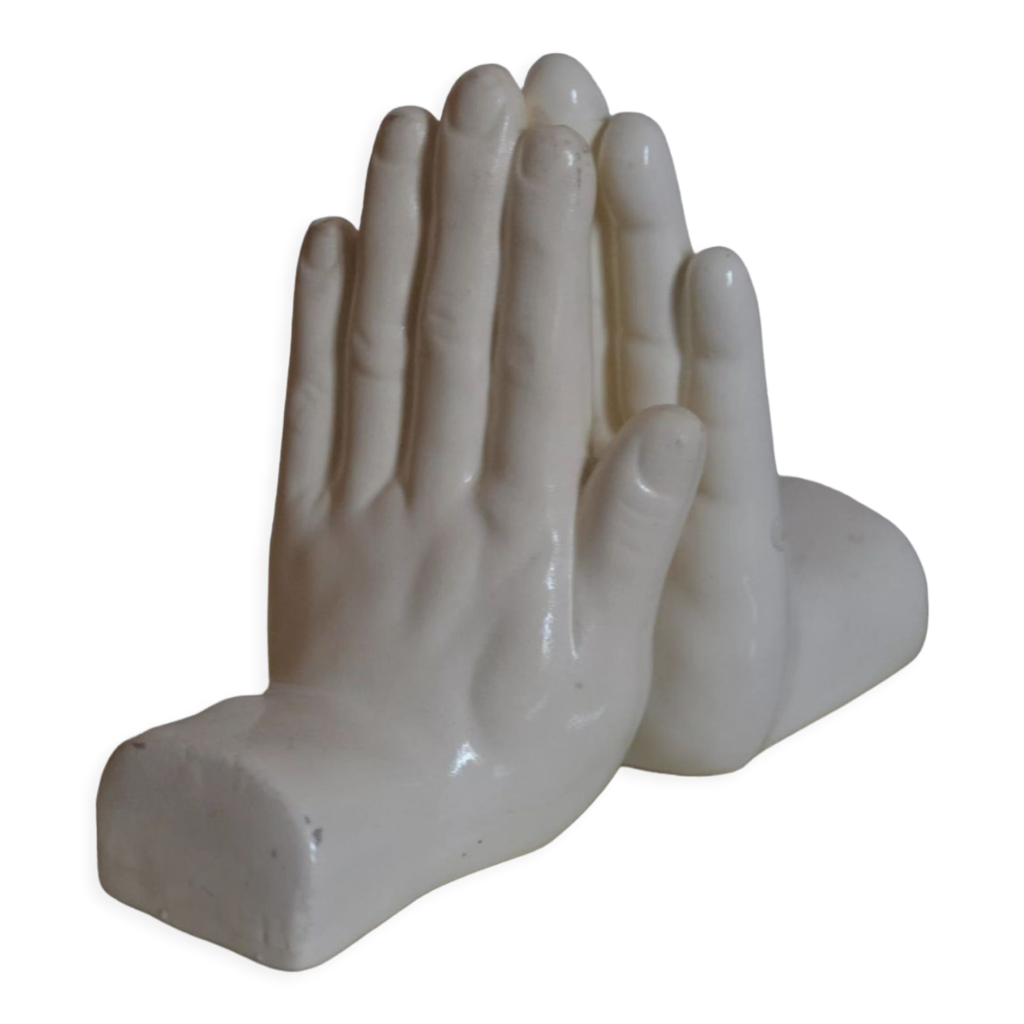 Handends in the shape of vintage white ceramic