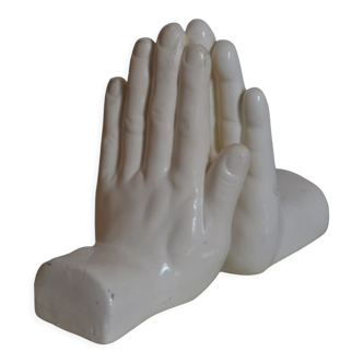 Handends in the shape of vintage white ceramic