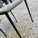 6 black metal chairs with green fabric, Italian design.