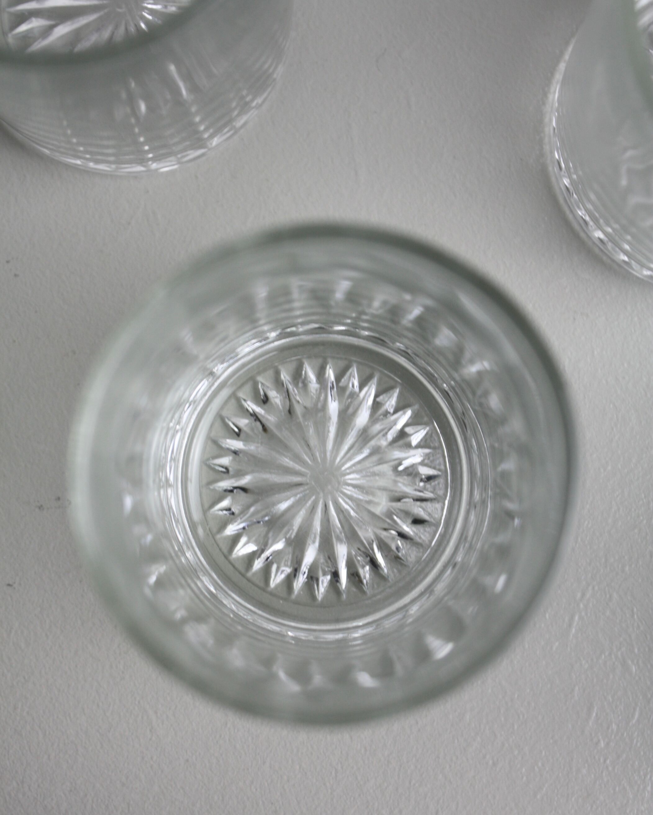 Set of 7 glass water glasses