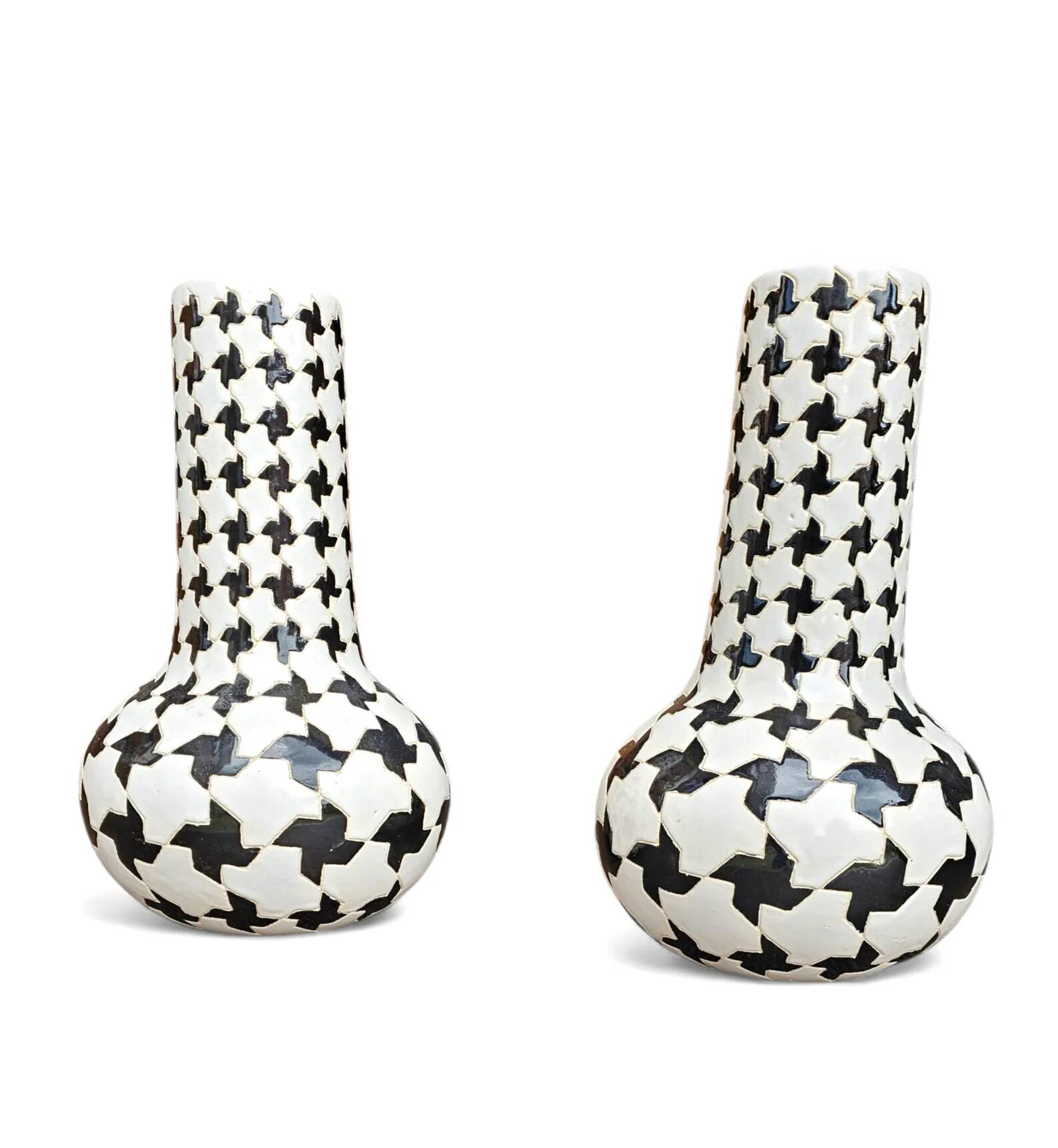 2 x Pied de poule vases / 1980s