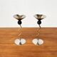 Italian postmodern metal candle holders, 1980s, set of 2
