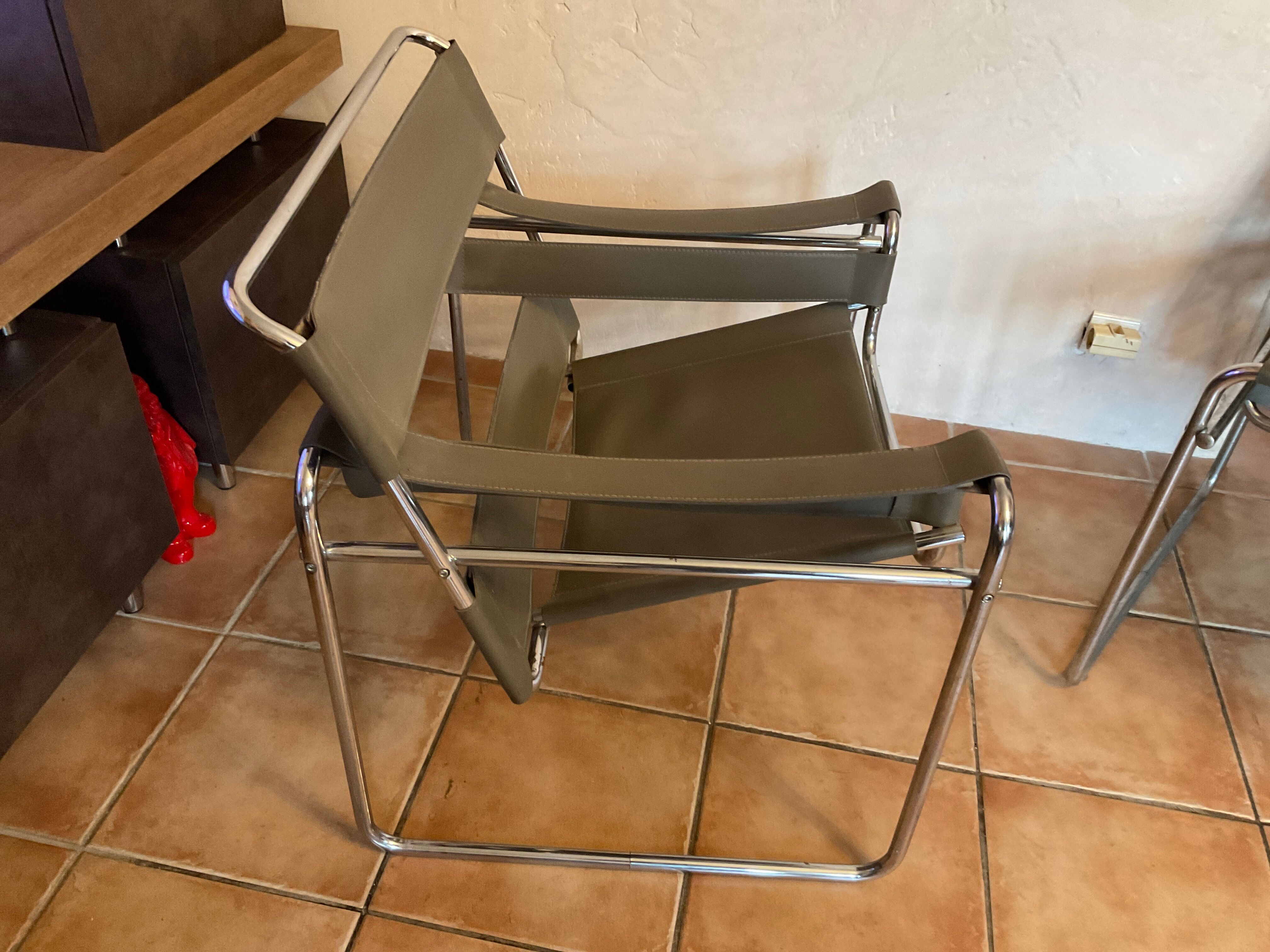 Pair of vintage armchairs B3 vassily by Marcel breuer at the bauhaus circa 1980
