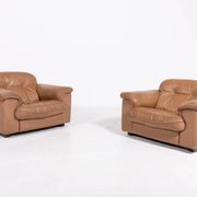 De Sede DS 101 brown leather lounge chairs, 1970's