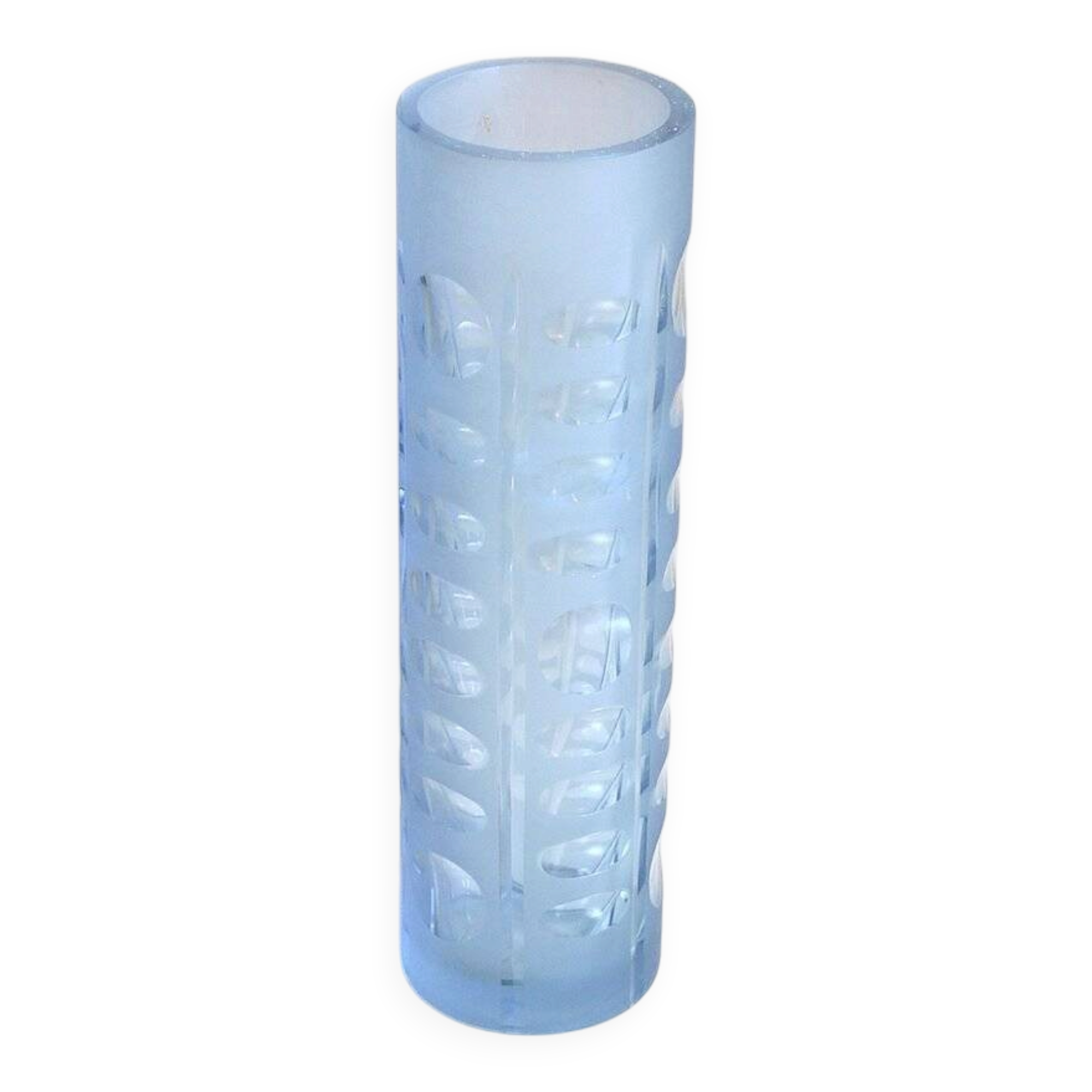 Cylindrical coloured glass vase, 1960s