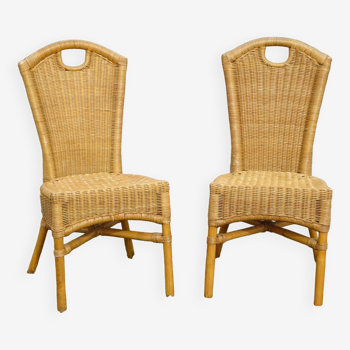 Chaises en osier et rotin, set de 2