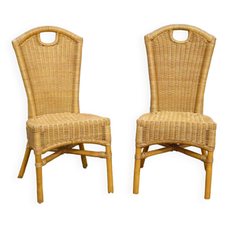 Wicker and rattan chairs, set of 2