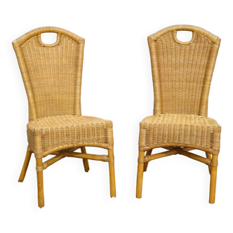 Chaises en osier et rotin, set de 2