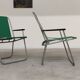 Set of 4 folding chairs with green canvas and aluminum frame