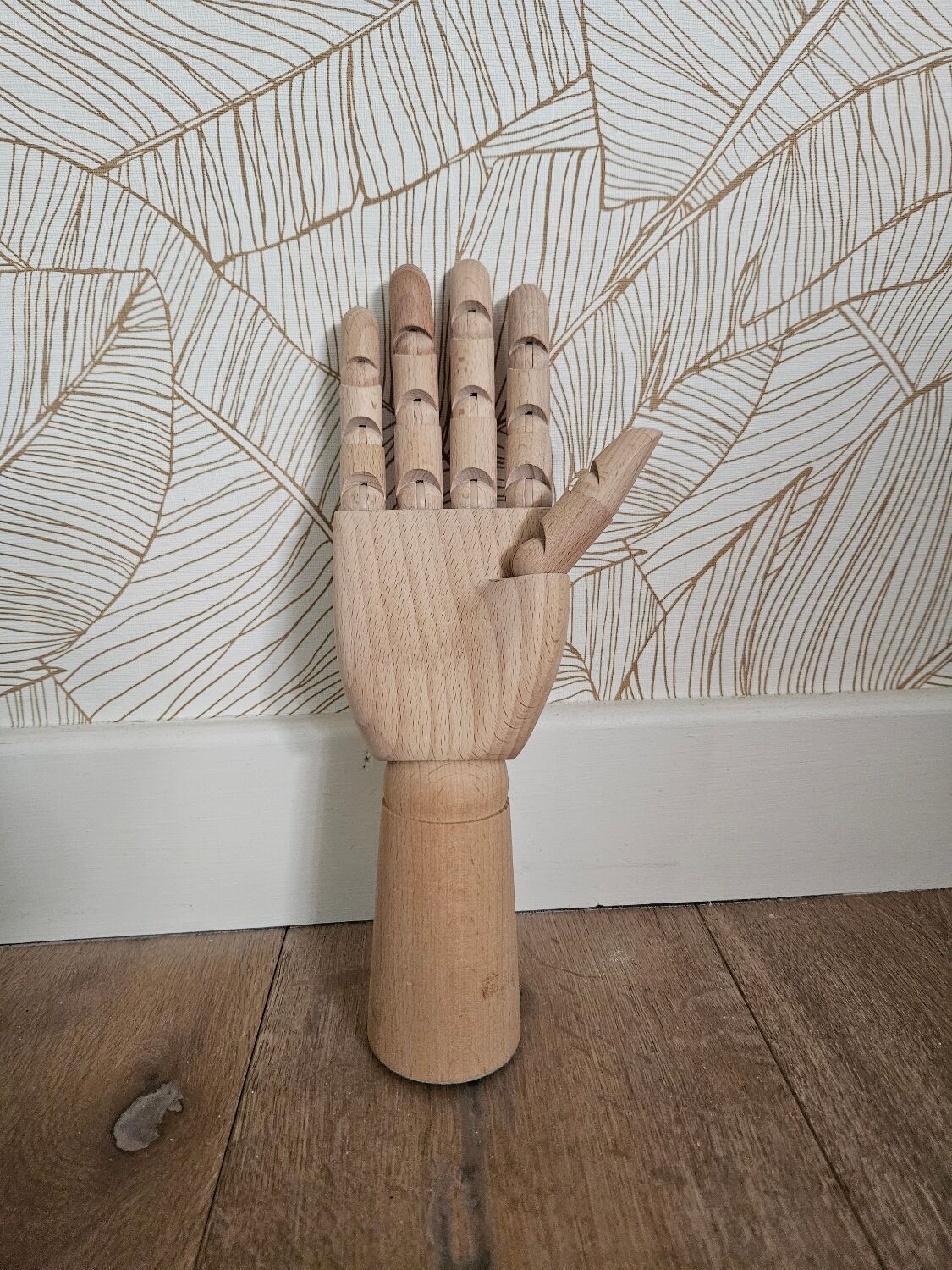 Large articulated wooden hand