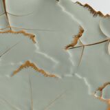 Art Deco Pistachio and Gold Leaf Plates Viloca Paris Caffarelli