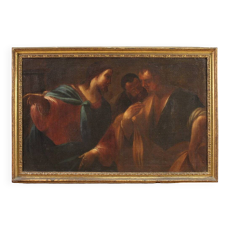 Grand tableau italien du XVIIe siècle, l'Argent du Tribute