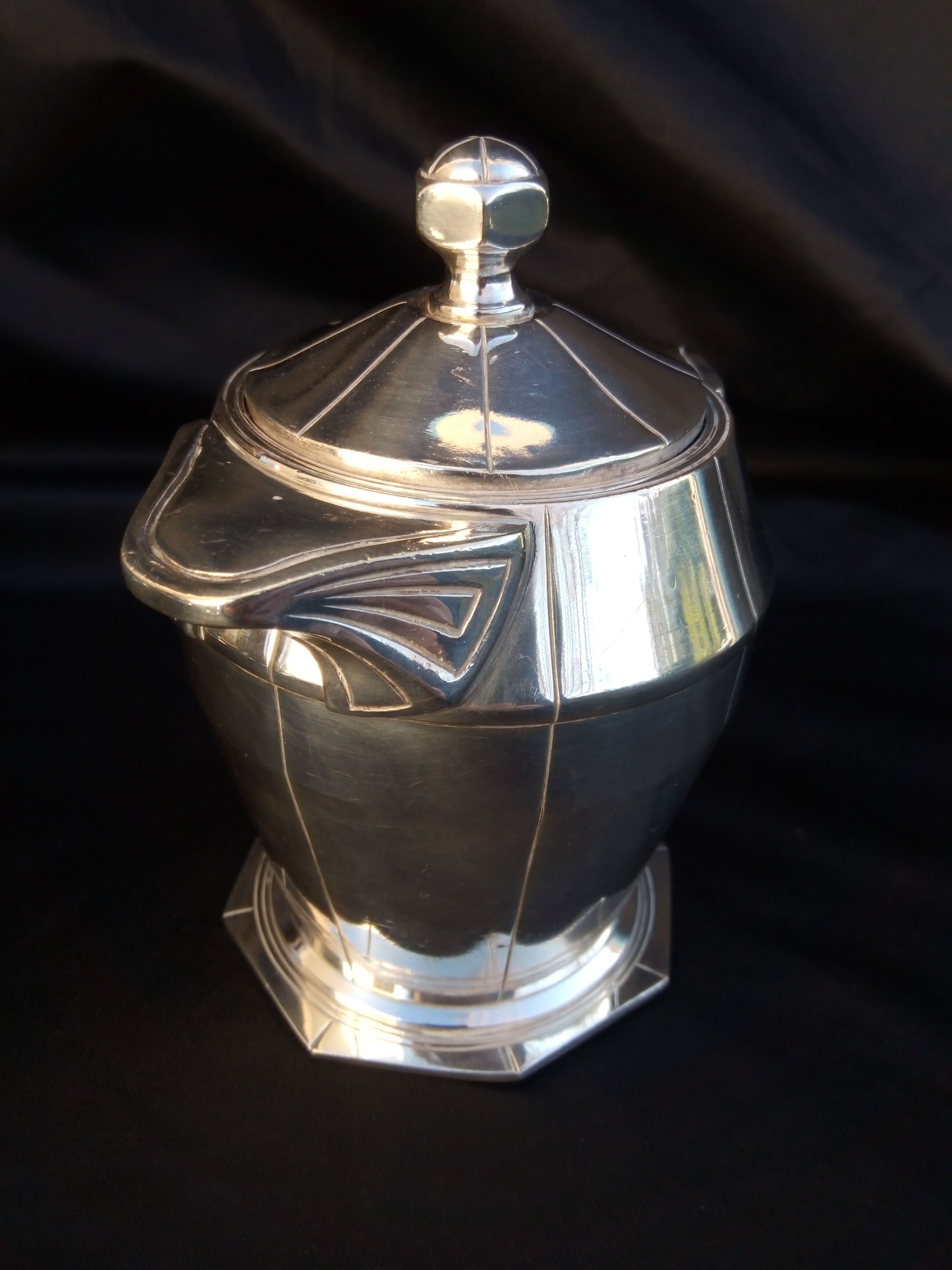 Coffee service, art tea in art deco silver metal
