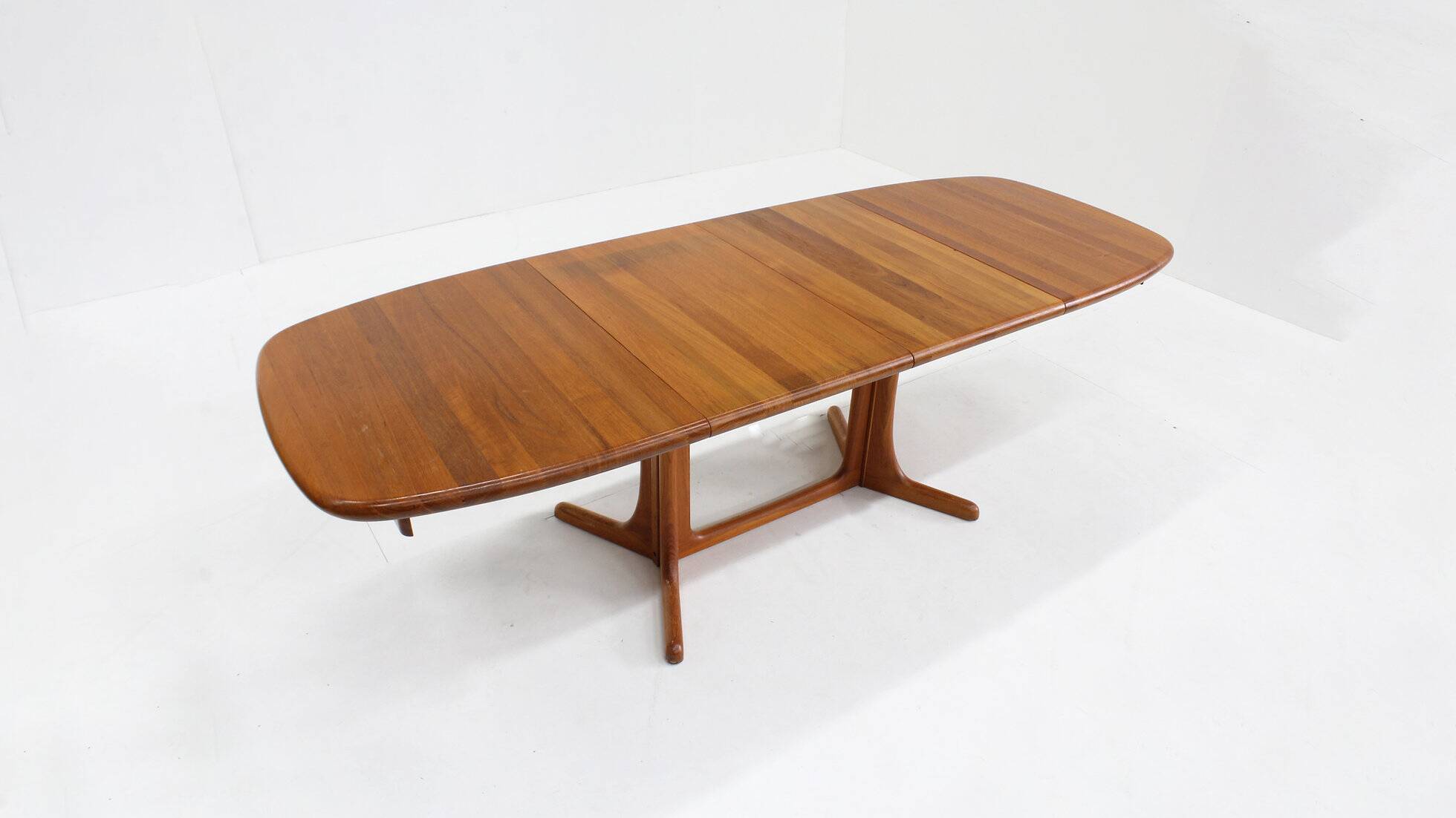 Vintage Danish oval extendable dining table solid teak 1960s
