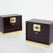 Pair of brass plum lacquer bedside tables Luciano Frigerio Italy 1970