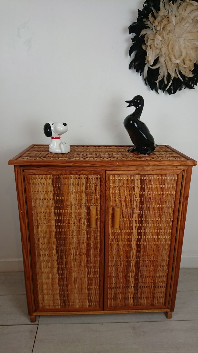 Penderie osier et bois enfant