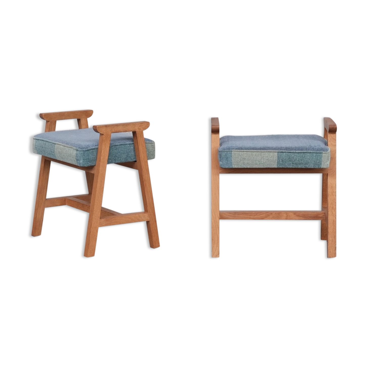Guillerme et chambron oak mid-century stools